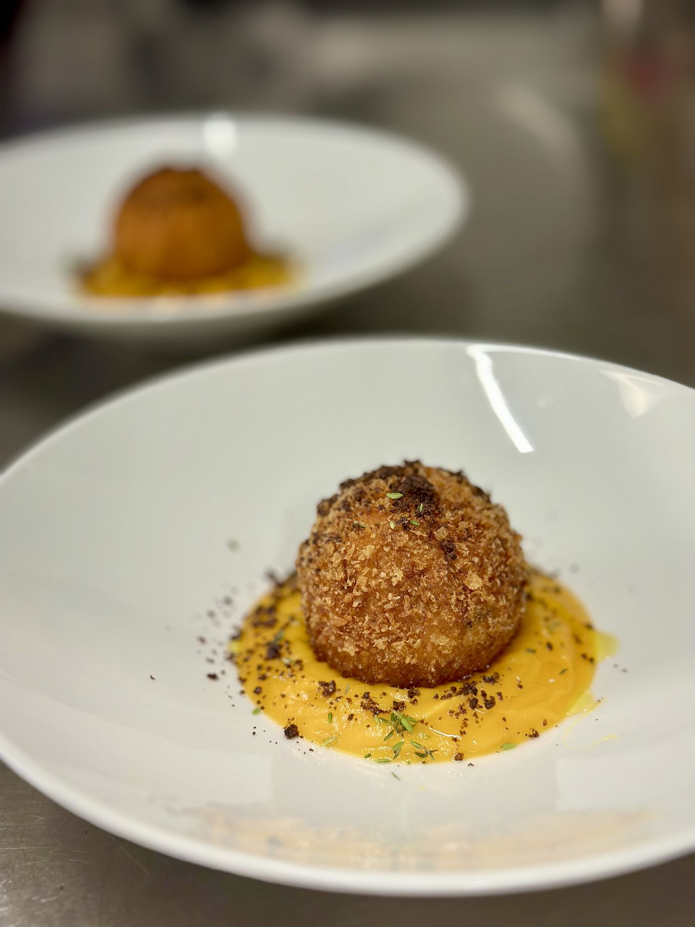 Crocchetta su crema di zucca