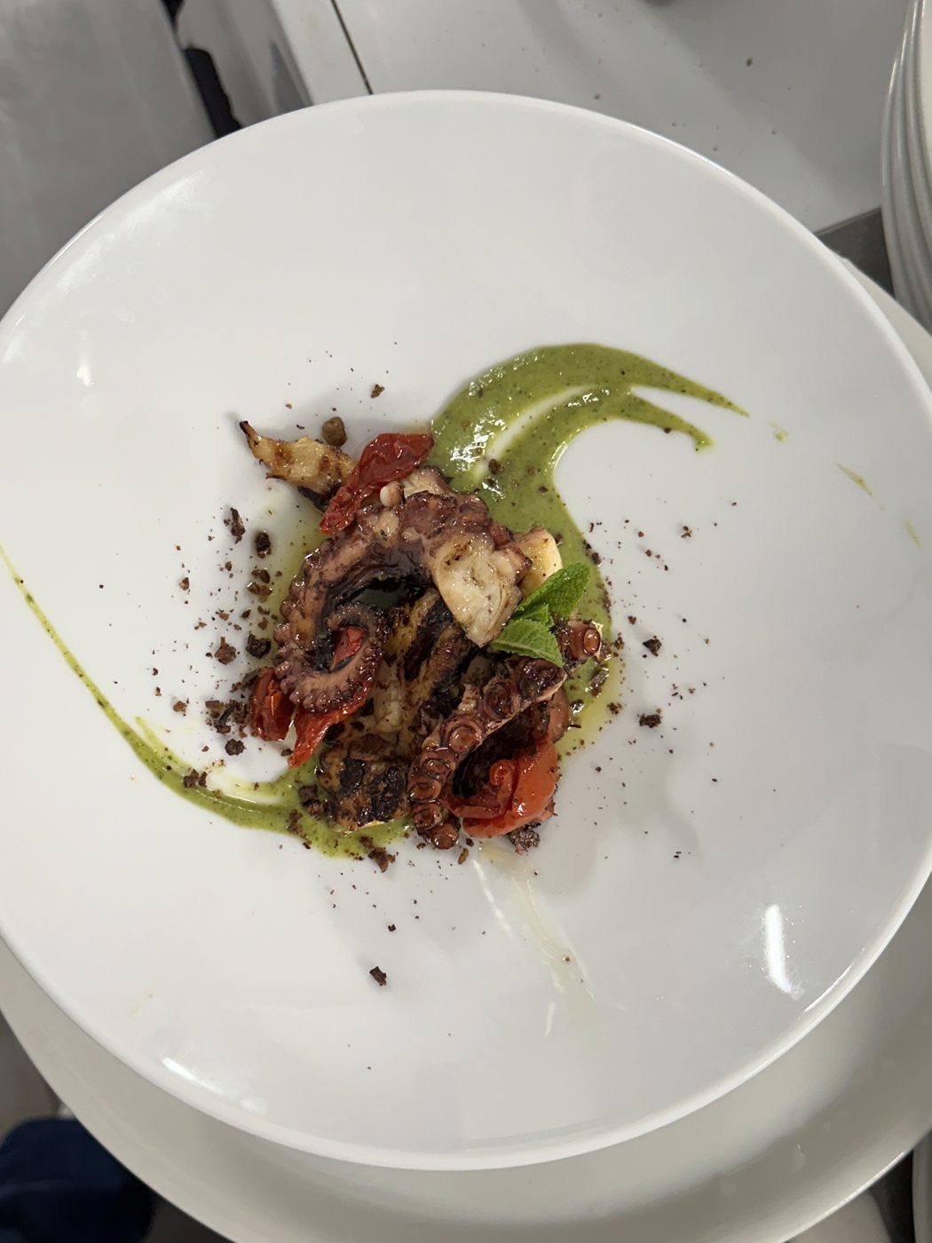 Polpo grigliato con crema verde